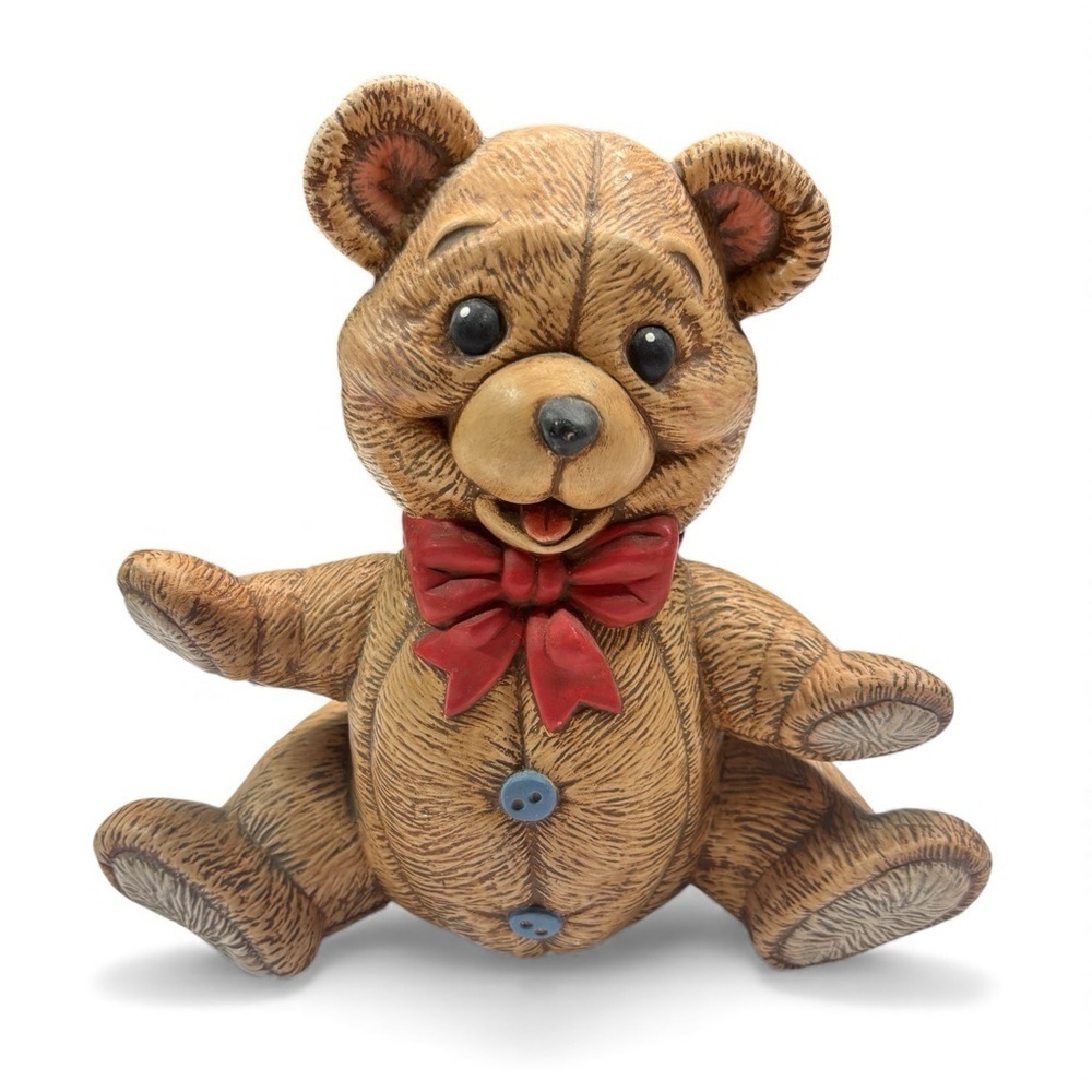 Vintage Bank Ceramic Brown Teddy Bear 9” Signed CII ANTIQUE RARE